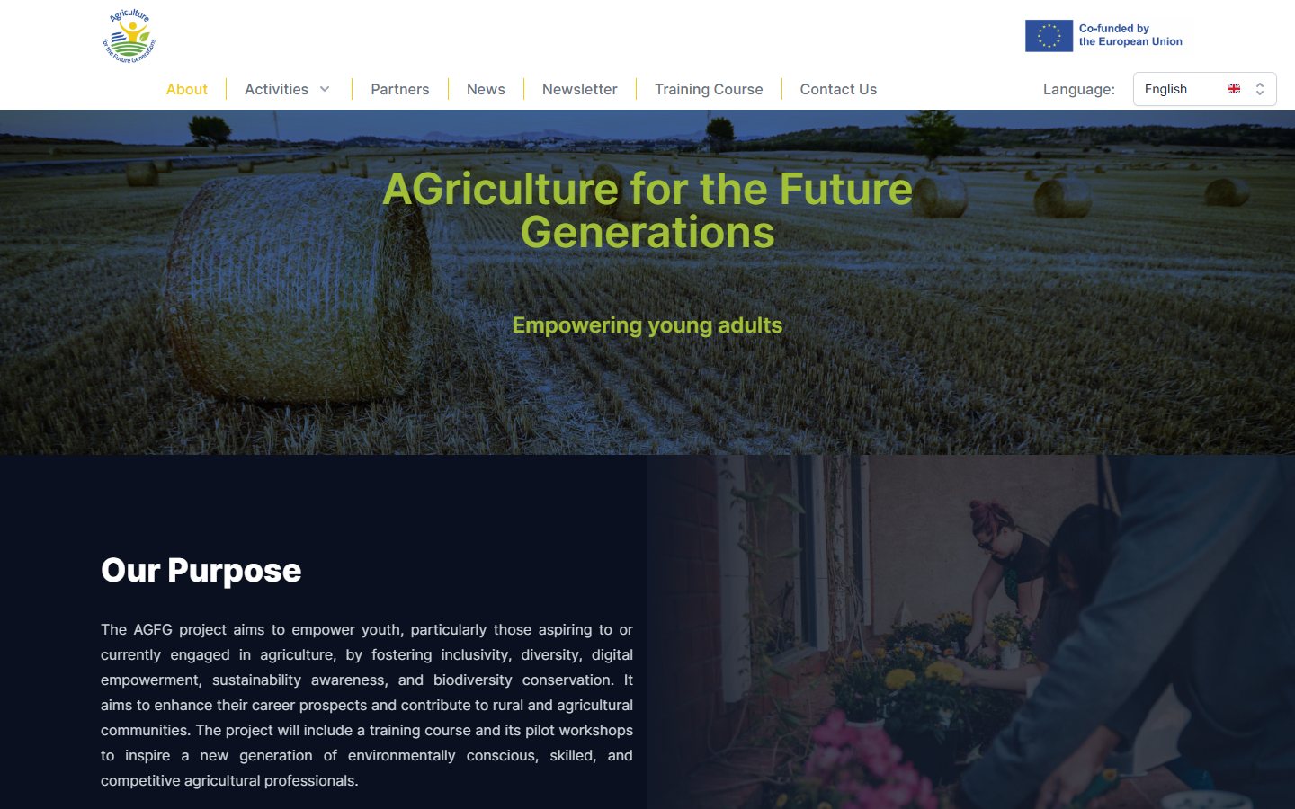 Screenshot of the AGriculture for the Future Generations Project Website