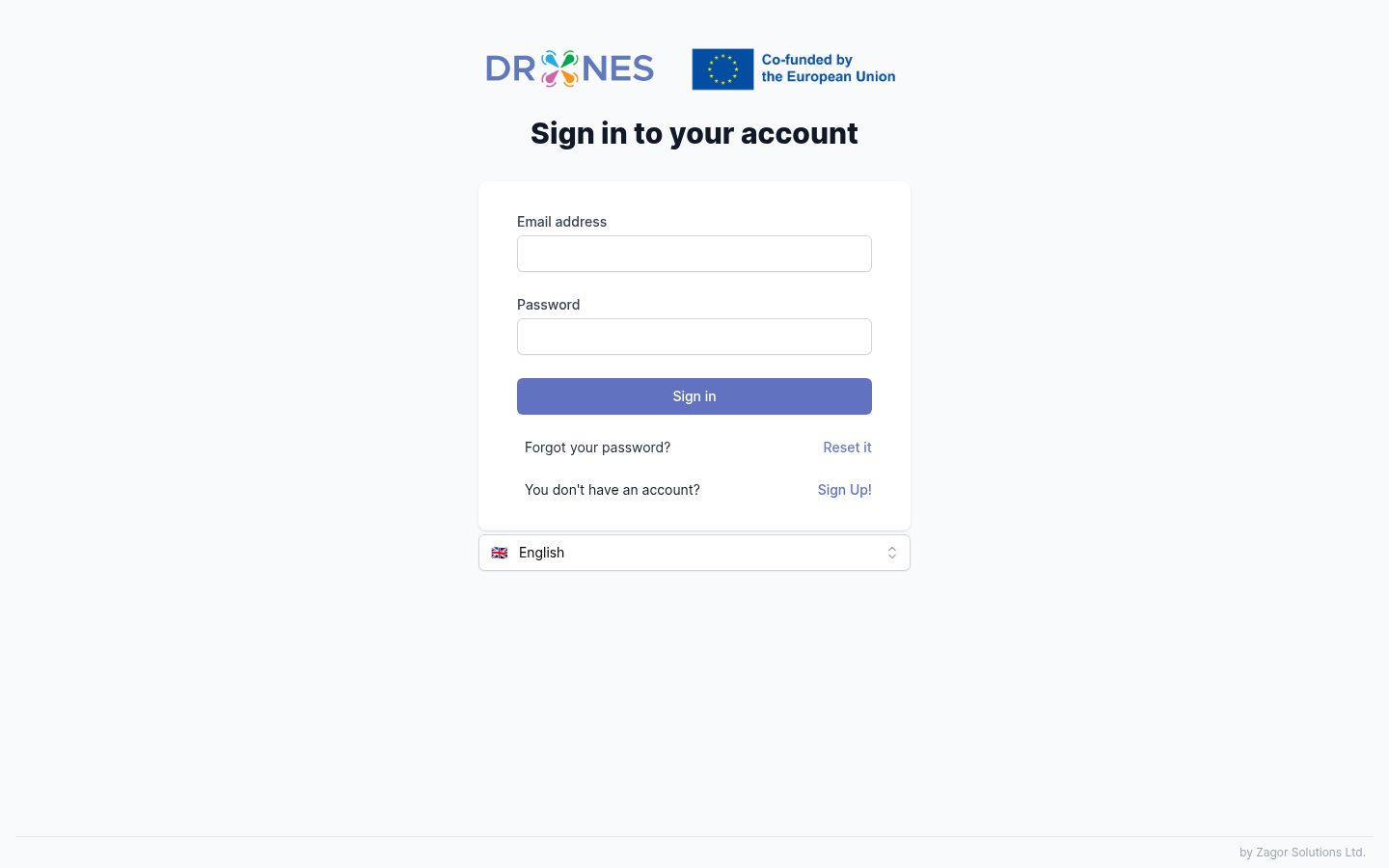 Screenshot of the DRONES Platform Deployment