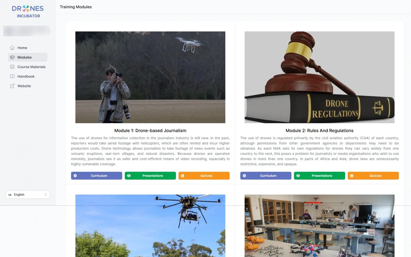 The DRONES Incubator platform