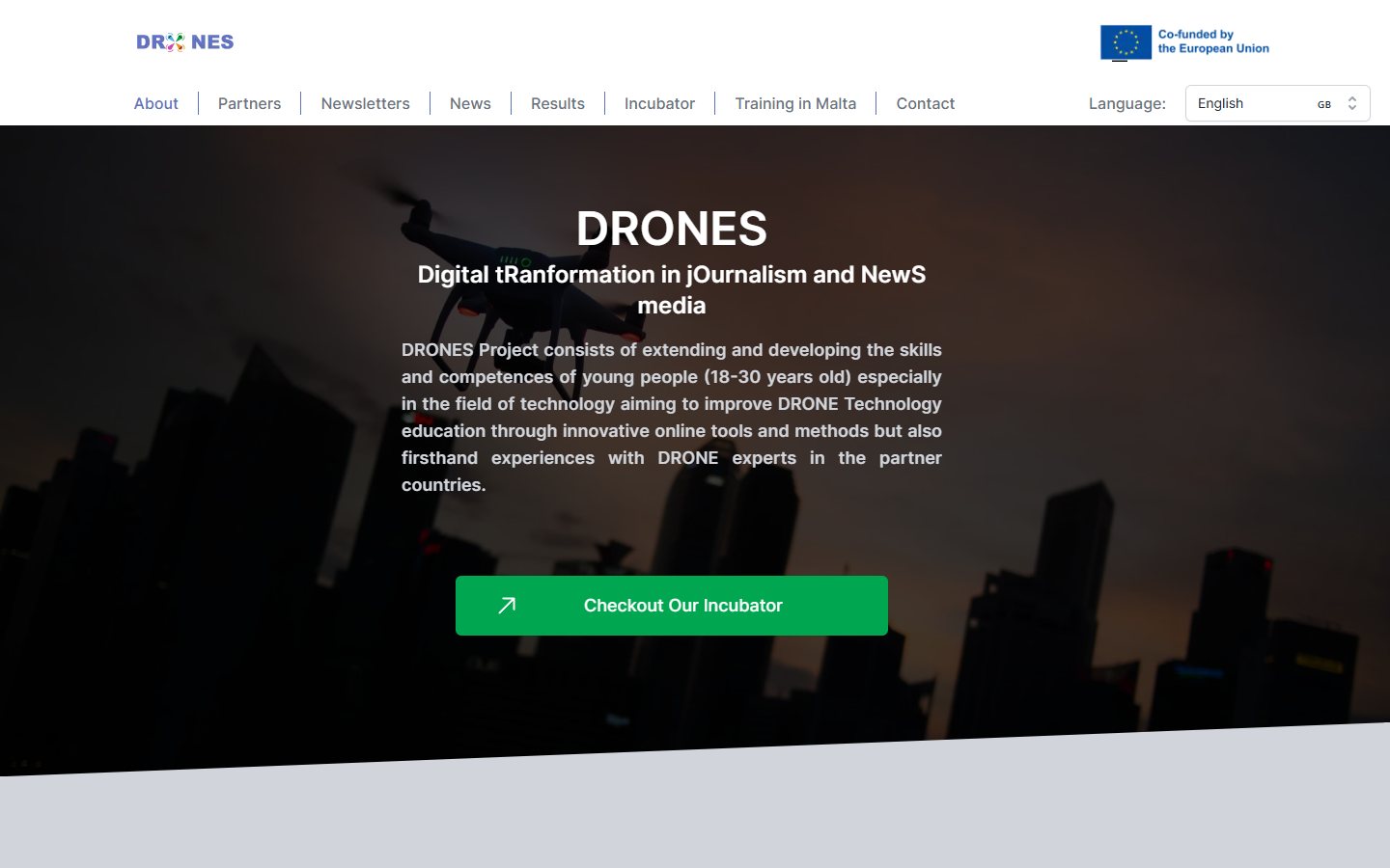 Screenshot of the DRONES Project Website