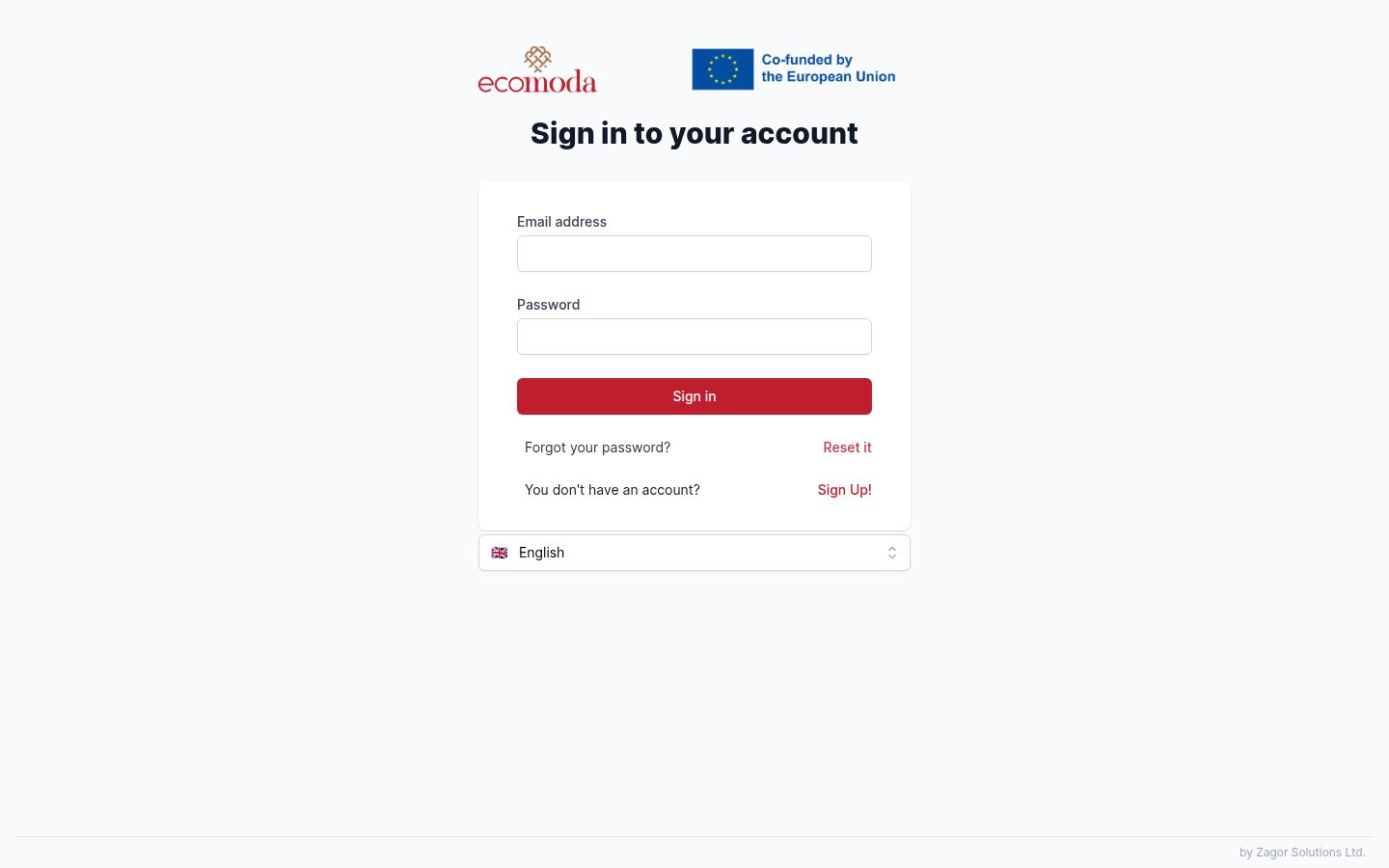 Screenshot of the ECOMODA Platform Deployment