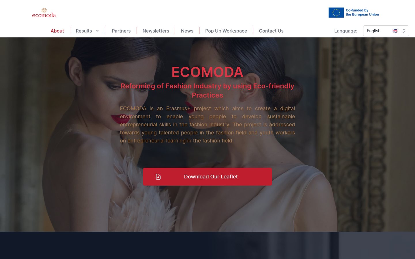 Screenshot of the ECOMODA Project Website