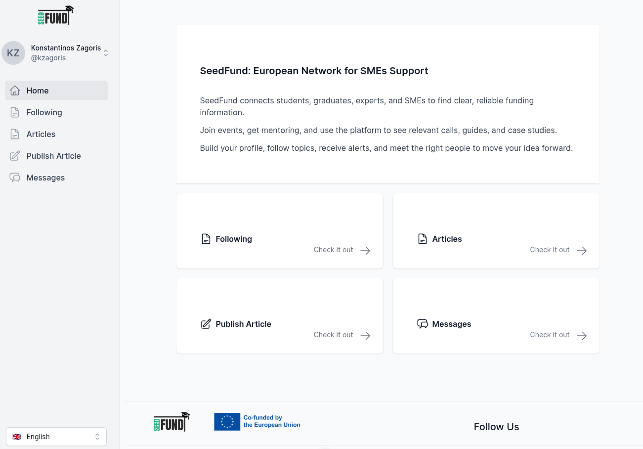 Screenshot of the SeedFund Platform Deployment